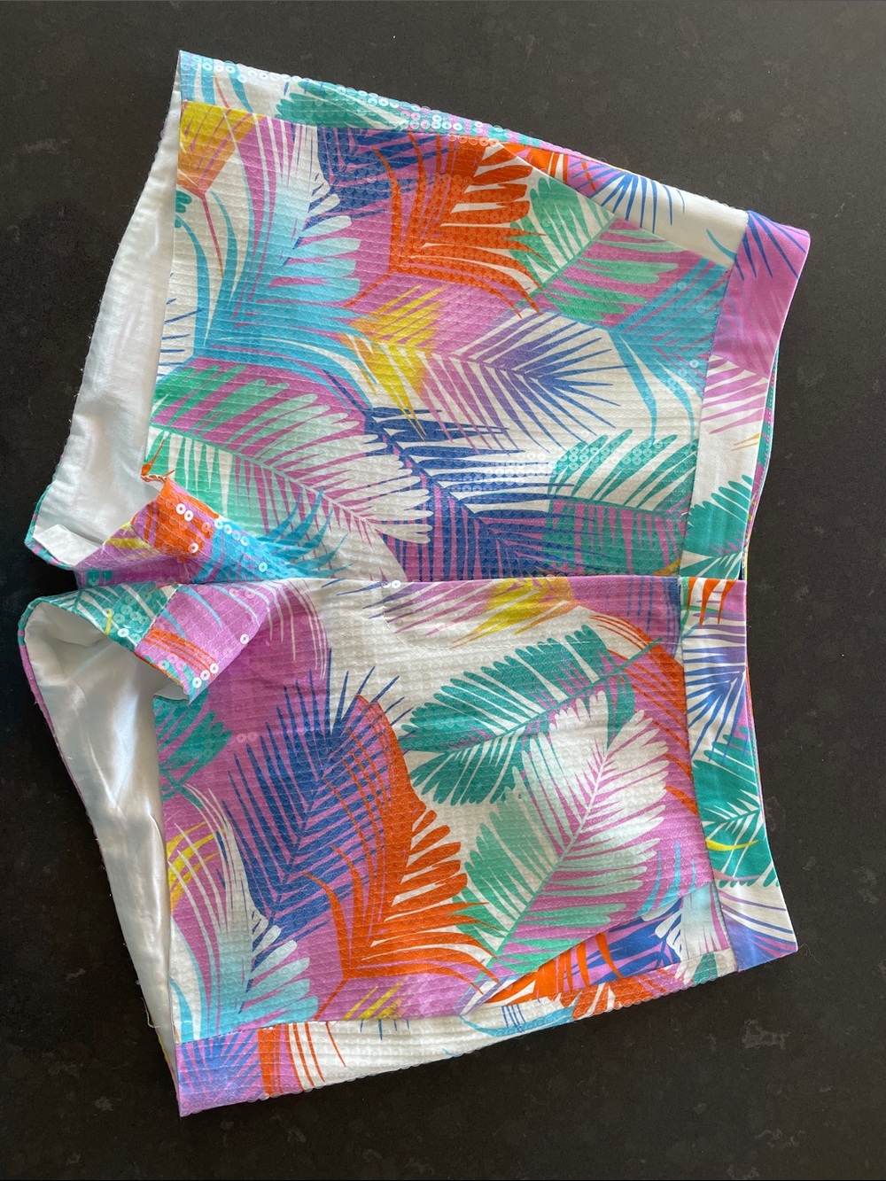Sequined Tropical Print Women’s Shorts - Multicolor